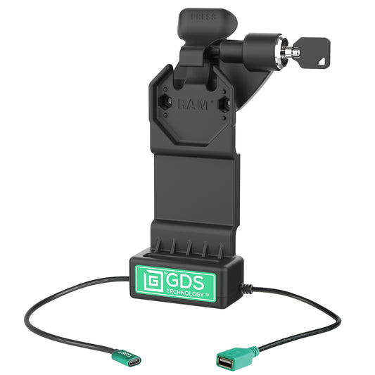 RAM Mounts GDS Uni-Conn right key-locking power + USB-A dock for IntelliSkin tablets – main product photo