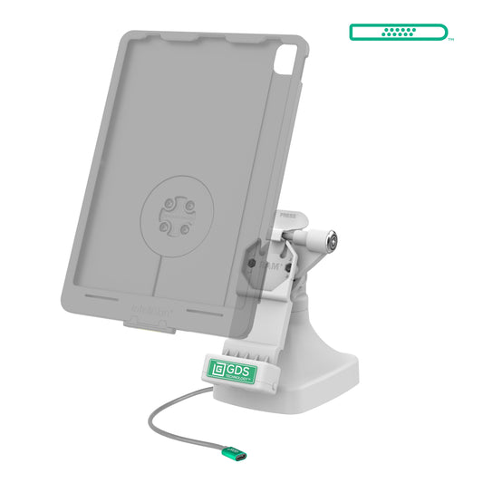 RAM Mounts GDS key-locking tilt and swivel dock with USB-C and two USB-A ports for IntelliSkin tablets with Uni-Conn adapter in grey – alternative view