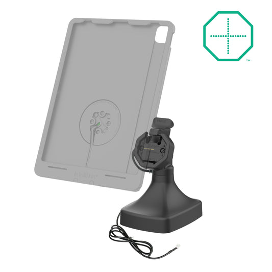 RAM Mounts GDS tilt and swivel dock with PoE for IntelliSkin Thin-Case tablets with rear pogo pads – alternative view