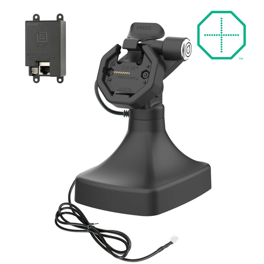 RAM Mounts GDS key-locking tilt and swivel dock with PoE for IntelliSkin Thin-Case tablets with rear pogo pads – main product photo