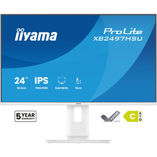 iiyama ProLite XB2497HSU-W1 24-inch monitor, white – alternate view