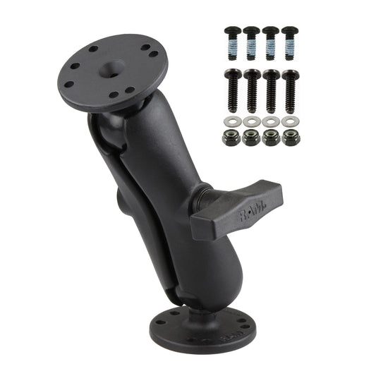 RAM Mounts flat surface mount with C-size round bases and double socket arm for Zebra RW 420 printer docks – product photo