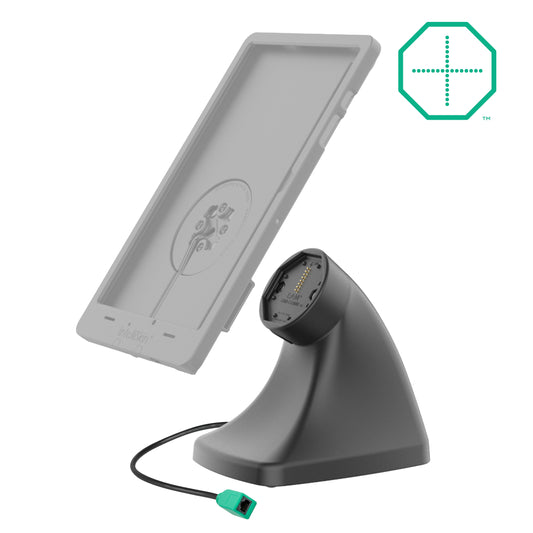 RAM Mounts GDS Uni-Conn magnetic kiosk dock with PoE for IntelliSkin Thin-Case tablets – alternative view