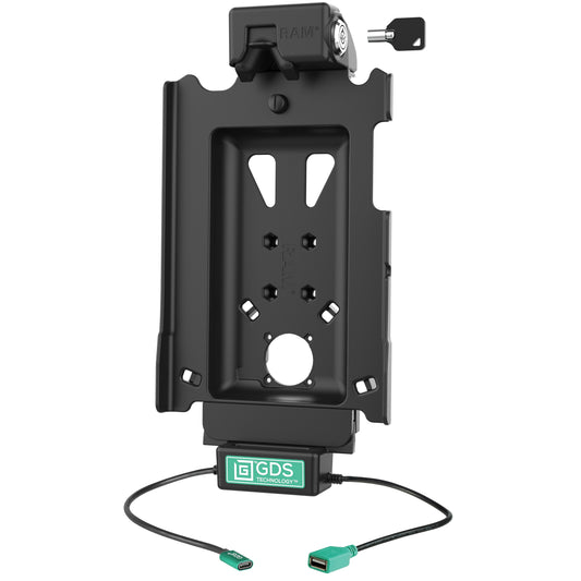 RAM Mounts key-locking GDS Tough-Dock + Single USB-A for Samsung Tab A8 10.5" (SM-X200) in IntelliSkin – alternative view