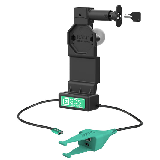 RAM Mounts GDS Uni-Conn locking tablet dock + USB-A & USB-C with release button – product photo