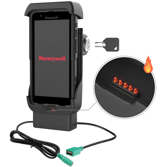 RAM Mounts key-locking powered dock + USB-a with heated pins for Honeywell CT40, CT45 and CT47 – product photo