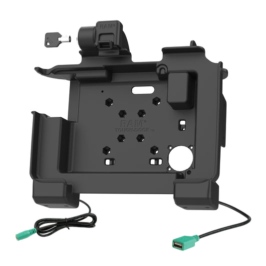 RAM Mounts Key-Locking Power + Data Dock with USB-A for Zebra ET60 and ET65 – alternative view