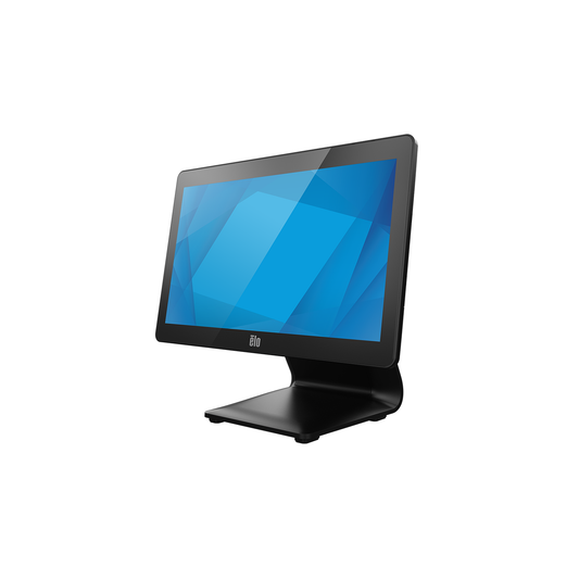 Elo I-Series 3 with Intel 15.6-inch touch computer E425976, left angled view with POS stand