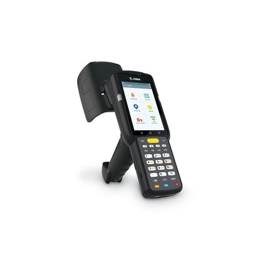 Zebra MC3390xR Kit rugged keypad mobile computer, integrated UHF RFID reader, pistol grip, 29-key numeric keypad (MC339U-GE2EG4EU-1SKT) – angled front view