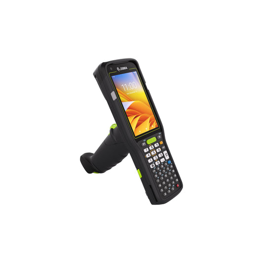 Zebra MC3450 rugged 5G keypad mobile computer, pistol grip, 47-key alphanumeric keypad (MC345B-3G1P64SS-A6) – angled front view
