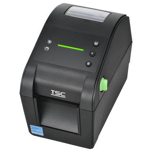 TSC DH220E 2-inch desktop direct thermal label printer, 203 dpi, USB, LED, black (DH220E-A001-0003) – front view