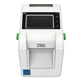 TSC DH220LHC healthcare desktop label printer, white, touch LCD, cutter, Bluetooth (DH220LHC-A001-0222) – front view