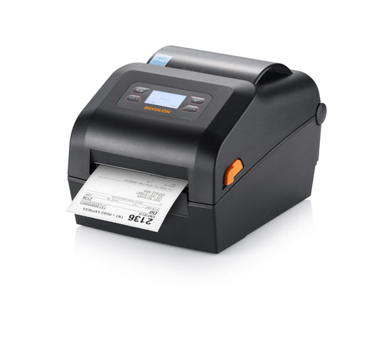 BIXOLON XD5-43IId 4-inch direct thermal desktop label printer, LCD, black (XD5-43IIdOEWK/BEG) – angled view