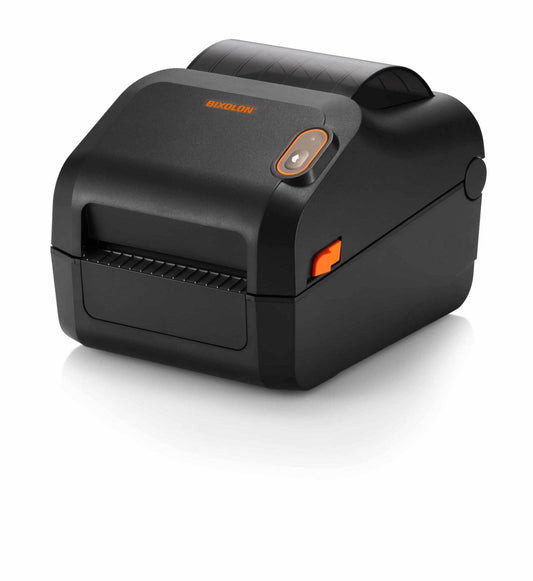 BIXOLON XD3-40d 4-inch direct thermal desktop label printer, black (XD3-40dEK/BEG) – angled view
