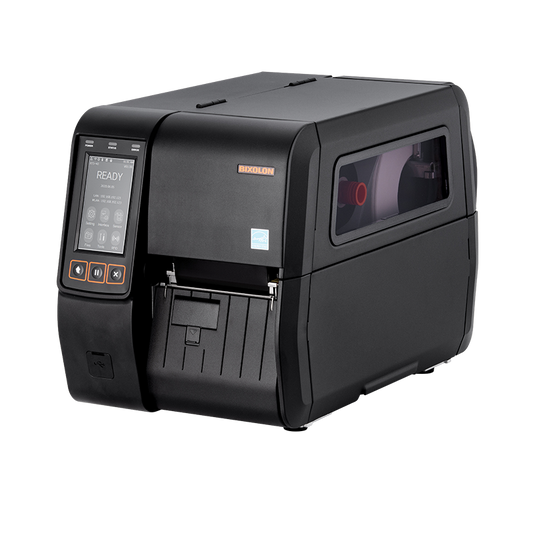 BIXOLON XT5-40NR 4-inch industrial UHF RFID thermal transfer label printer, black (XT5-40NRES) – front view