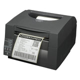 Citizen CL-S531II 4-inch direct thermal desktop label printer, 300 dpi, USB and RS-232, black (CLS531IINEBXX) – front view