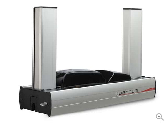 Evolis Quantum high-volume plastic card printer, dual-sided, 500-card feeder, magnetic stripe + smart contact encoder, USB + Ethernet, 300 dpi, dye sublimation / thermal transfer (QTM306GRH-BS) – front view