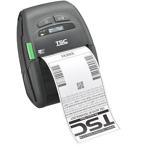 TSC Alpha-30R Premium 3-inch mobile receipt printer, Bluetooth, linerless platen, black (A30RP-A001-0012) – printing a shipping label