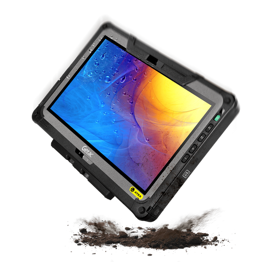 Getac F110 G7-EX ATEX/IECEx Zone 2/22 rugged 11.6-inch tablet, 2D barcode reader, HF RFID (FTBQ64TI1DHS) – angled front view