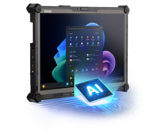 Getac G140 14" rugged tablet with 1D/2D barcode reader (GX2764WI1DCX) – front view