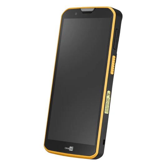CipherLab RS38 5G Android touch mobile computer, Wi-Fi + 5G/LTE, 2D imager (long range, SE5500) (AS3858AF4NSG1) – angled view