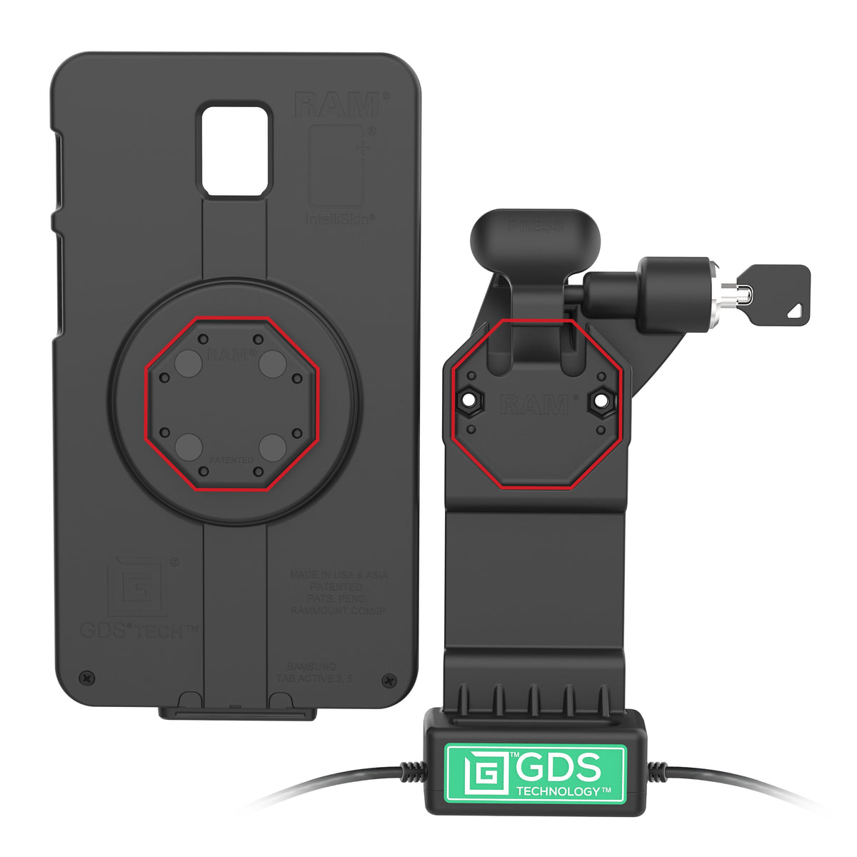 RAM Mounts GDS Uni-Conn right key-locking power + USB-A dock for IntelliSkin tablets – additional view