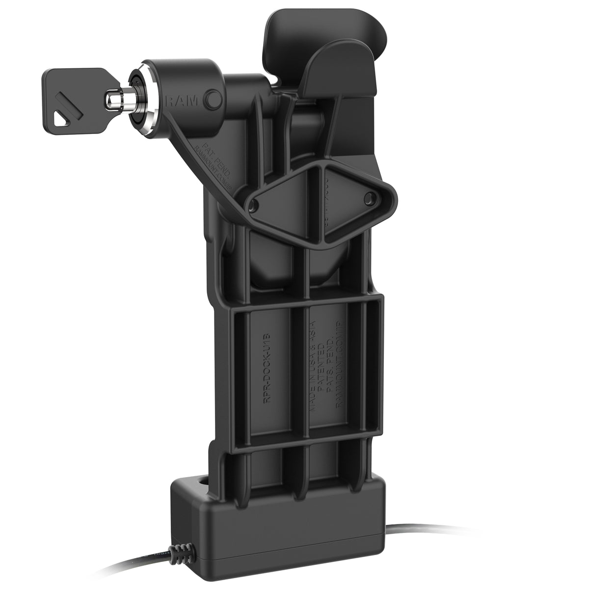 RAM Mounts GDS Uni-Conn right key-locking power + USB-C dock for IntelliSkin tablets – further product photo