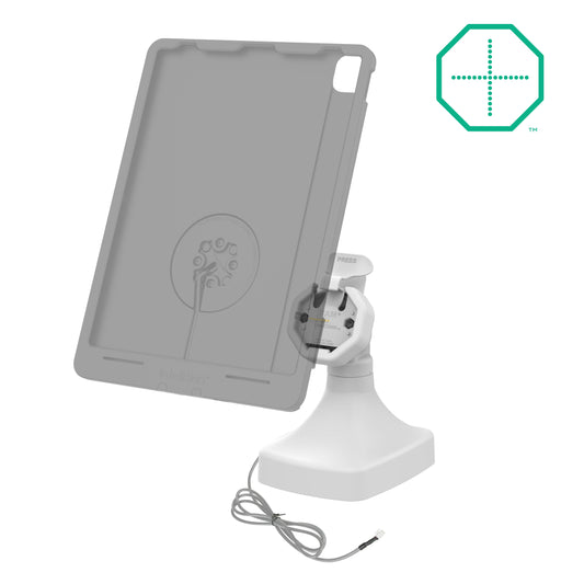RAM Mounts GDS tilt and swivel dock with PoE for IntelliSkin Thin-Case tablets with rear pogo pads in grey – alternative view
