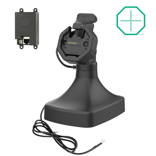 RAM Mounts GDS tilt and swivel dock with PoE for IntelliSkin Thin-Case tablets with rear pogo pads – main product photo