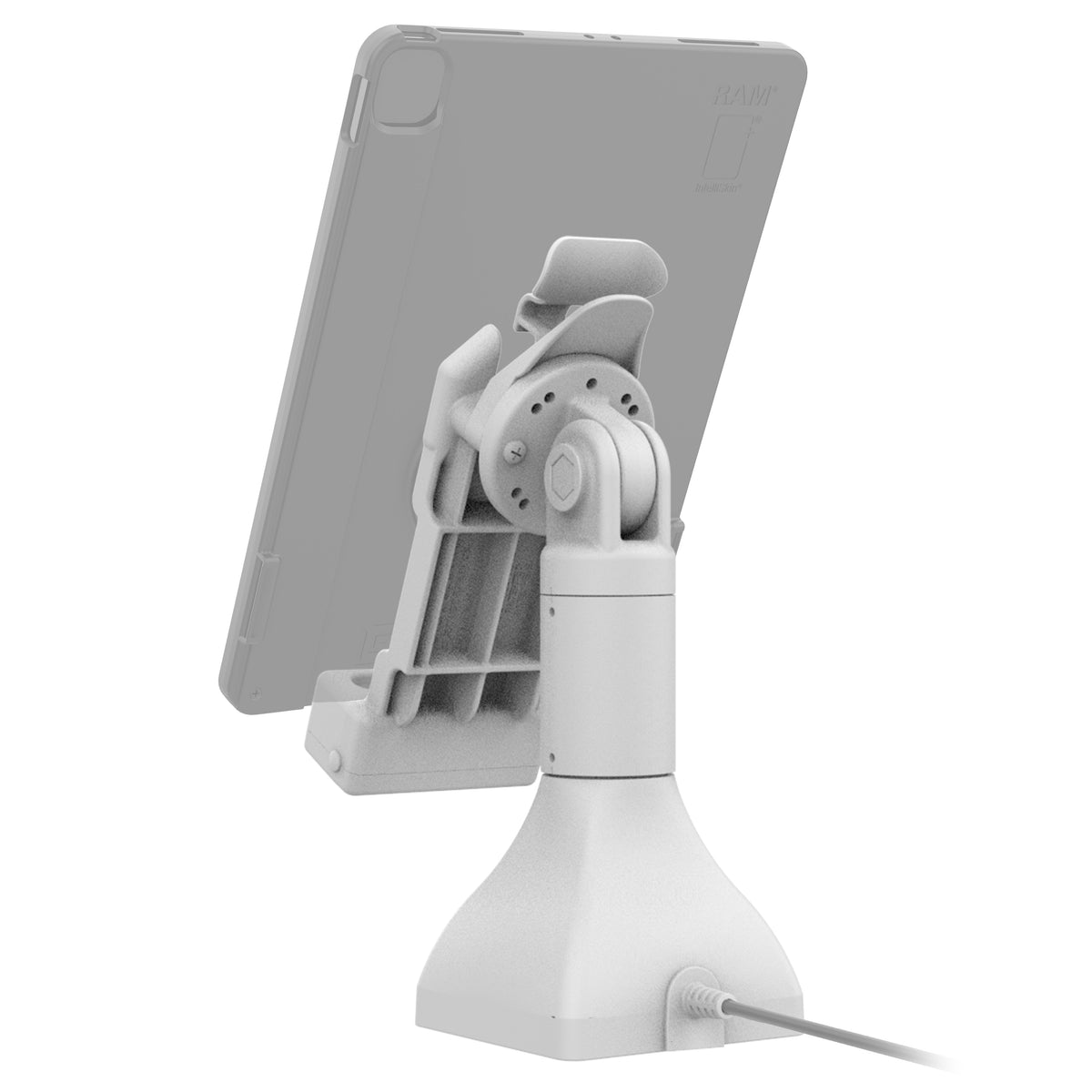 RAM Mounts GDS 7-inch pedestal dock with PoE for IntelliSkin tablets with Uni-Conn adapter in grey – additional view