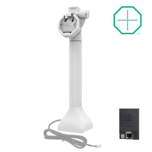 RAM Mounts GDS 14-inch key-locking pedestal dock with PoE for IntelliSkin Thin-Case tablets with rear pogo pads in grey – main product photo