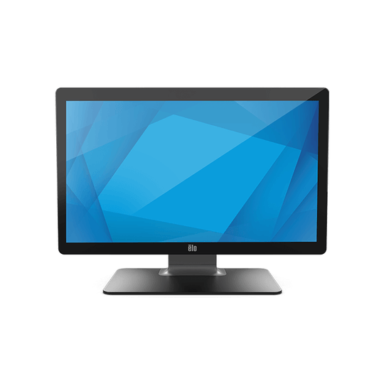 Elo 2403LM 23.8" medical-grade touch monitor, black, with stand – front view
