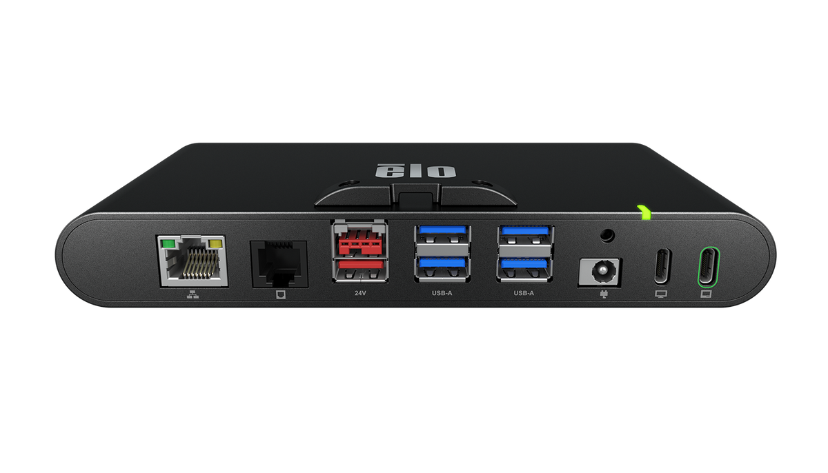 Elo large I/O hub with cash drawer port, front view