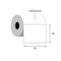Paper thermal transfer labels 50x40 / 1500 pcs, 40 g, semi gloss, acrilic adhesive, 1 row, an external coil, white, rounded corners