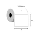 Thermal labels 70x60 / 1000 pcs, 25 g, semi-gloss acrylic adhesive 1 row outer beam white color rounded corners