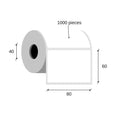 Direct thermal labels 80x60 / 1000 pcs, core 40 removeable glue, 1 row, zewnętrzna szpula