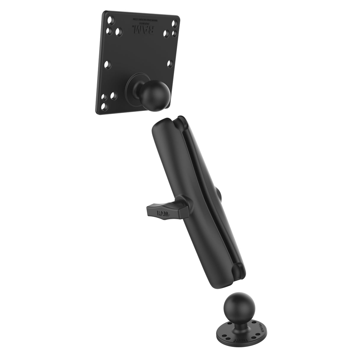 RAM Mounts C-size double ball mount with 100 × 100 mm VESA plate and long arm – alternative view