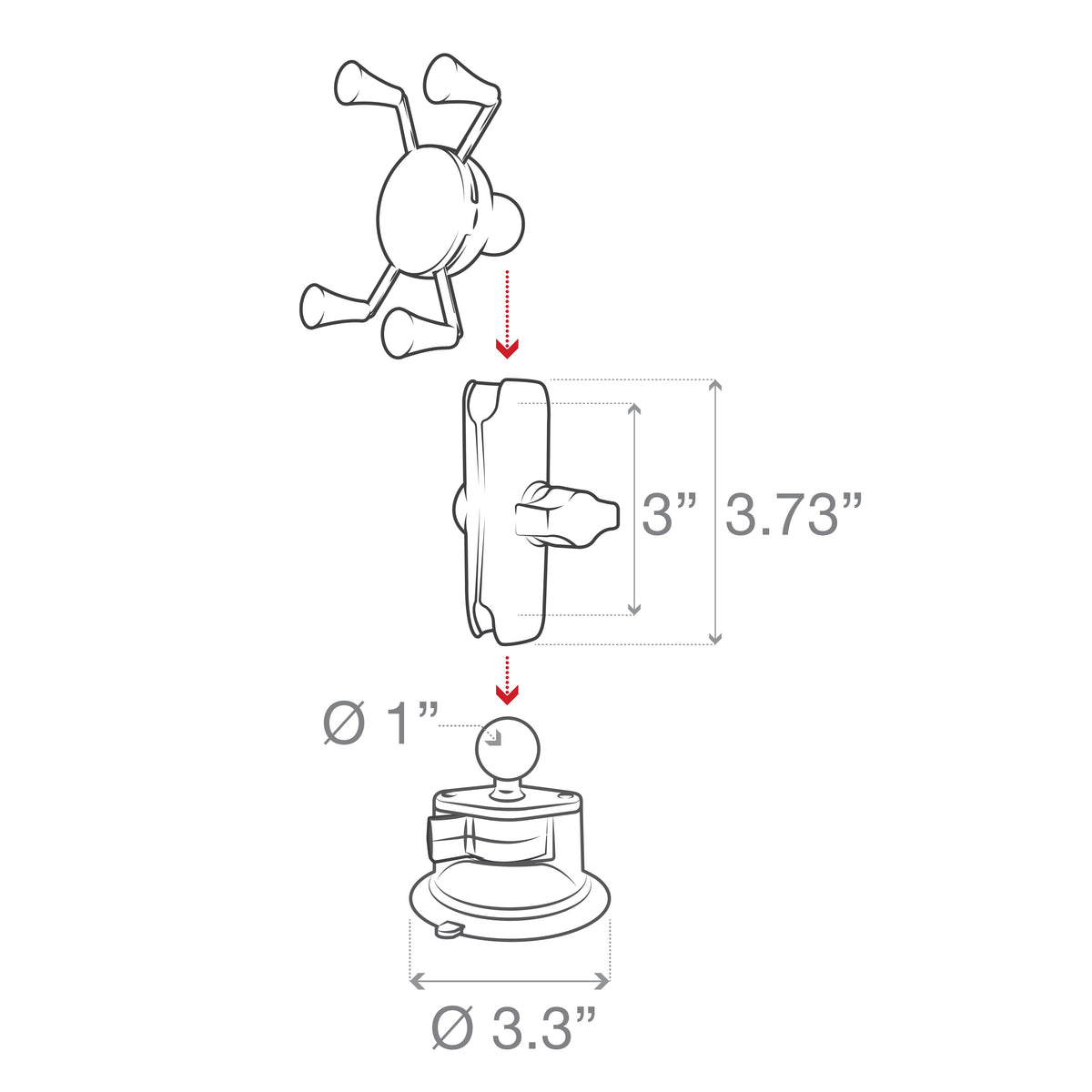 RAM Mounts X-Grip phone mount with Twist-Lock suction cup (RAM-B-166-UN7U) – additional view