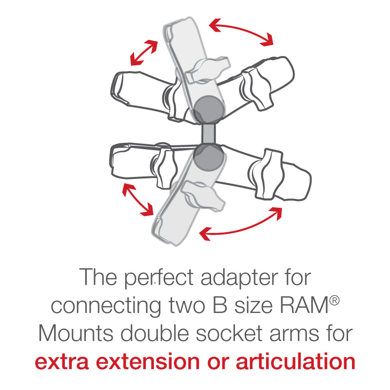 RAM Mounts B-size double ball adapter for linking two socket arms (RAM-B-230U) – another angle
