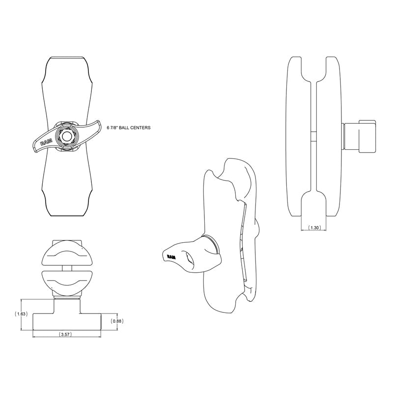 RAM Mounts D-size medium double socket arm (214 mm) RAM-D-201U – alternative view