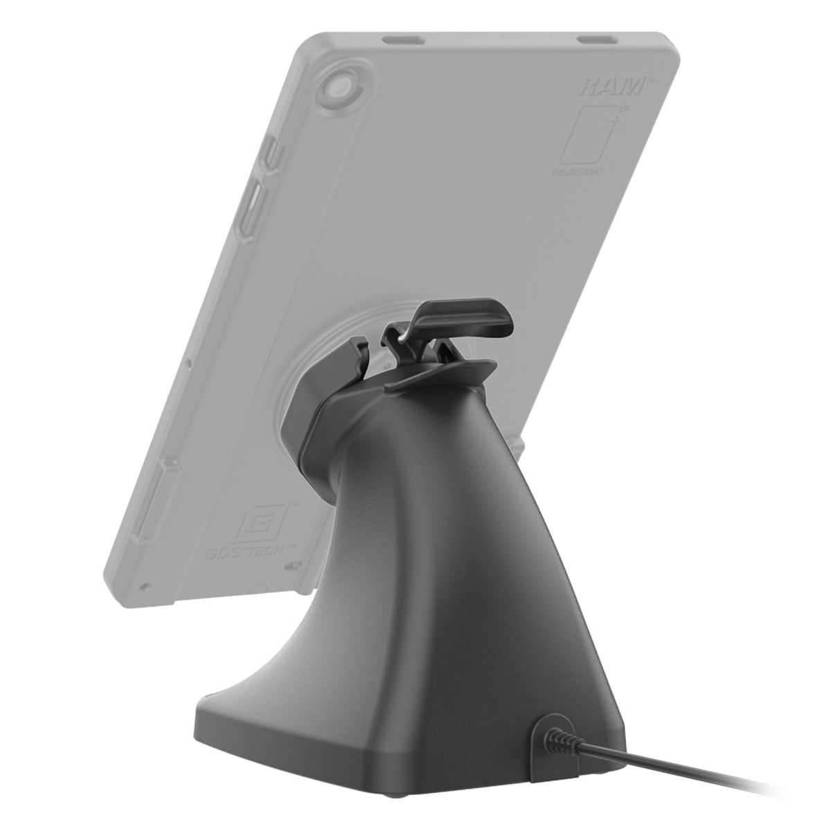 RAM Mounts GDS Uni-Conn snap-in kiosk dock with PoE for IntelliSkin Thin-Case tablets – additional view