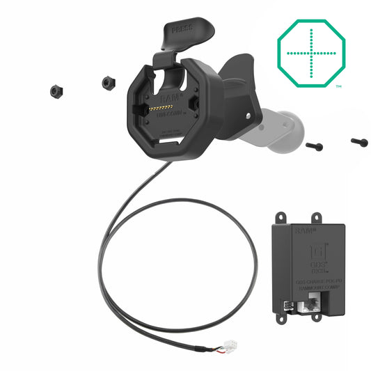 RAM Mounts GDS Uni-Conn powered snap-in dock with PoE adapter for IntelliSkin Thin-Case tablets – alternative view