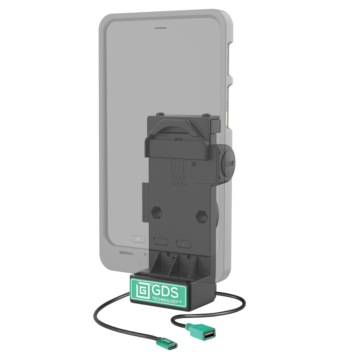 RAM Mounts GDS Uni-Conn spring-loaded tablet dock + USB-A – alternative view
