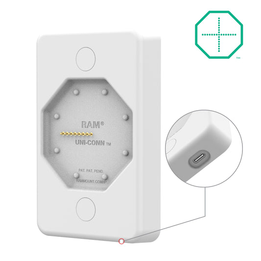 RAM Mounts grey GDS Uni-Conn low-profile wall dock with USB-C for IntelliSkin tablets – main product photo