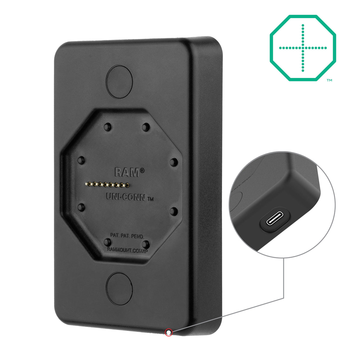RAM Mounts GDS Uni-Conn low-profile wall dock with USB-C for IntelliSkin tablets – main product photo