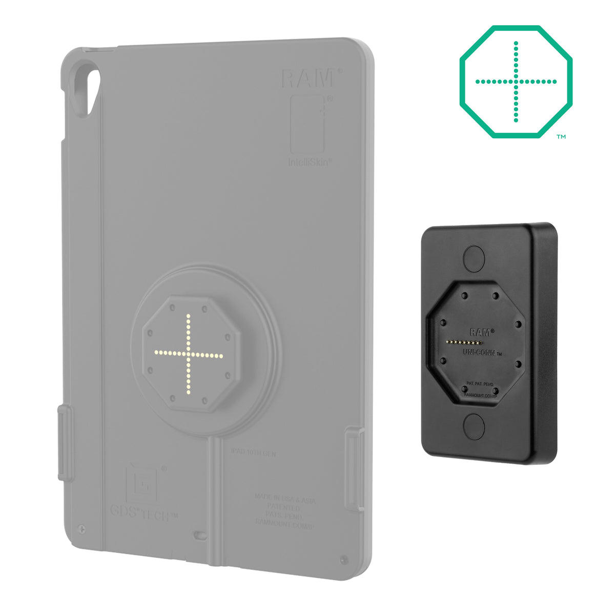 RAM Mounts GDS Uni-Conn low-profile wall dock with USB-C for IntelliSkin tablets – alternative view