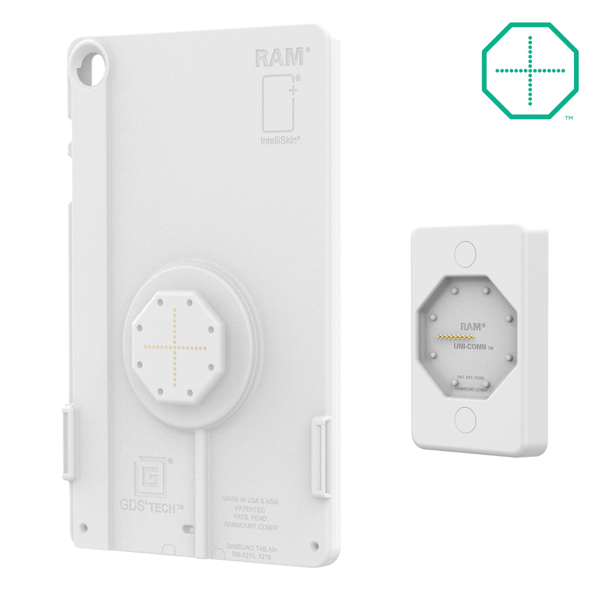 RAM Mounts grey GDS Uni-Conn low-profile wall dock with PoE for IntelliSkin tablets – alternative view