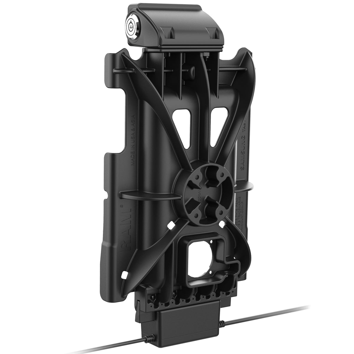 RAM Mounts key-locking GDS Tough-Dock + Single USB-A for Samsung Tab A8 10.5" (SM-X200) in IntelliSkin – further view