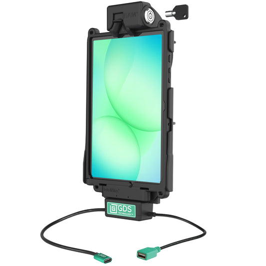 RAM Mounts key-locking GDS Tough-Dock + Single USB-A for Samsung Tab A11+ and A9+ in IntelliSkin – product photo