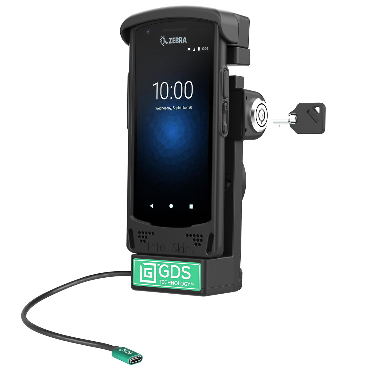 RAM Mounts GDS key-locking powered dock for Zebra EC50 and EC55 in IntelliSkin – main view
